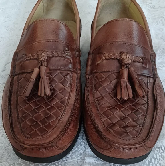 Florsheim Mens Brown Leather Tasseled Loafers Size 8.5D K1837 1 03 - Picture 2 of 7